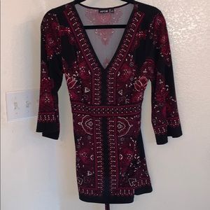 🌺 Apt 9 Burgundy Floral Tunic Blouse
